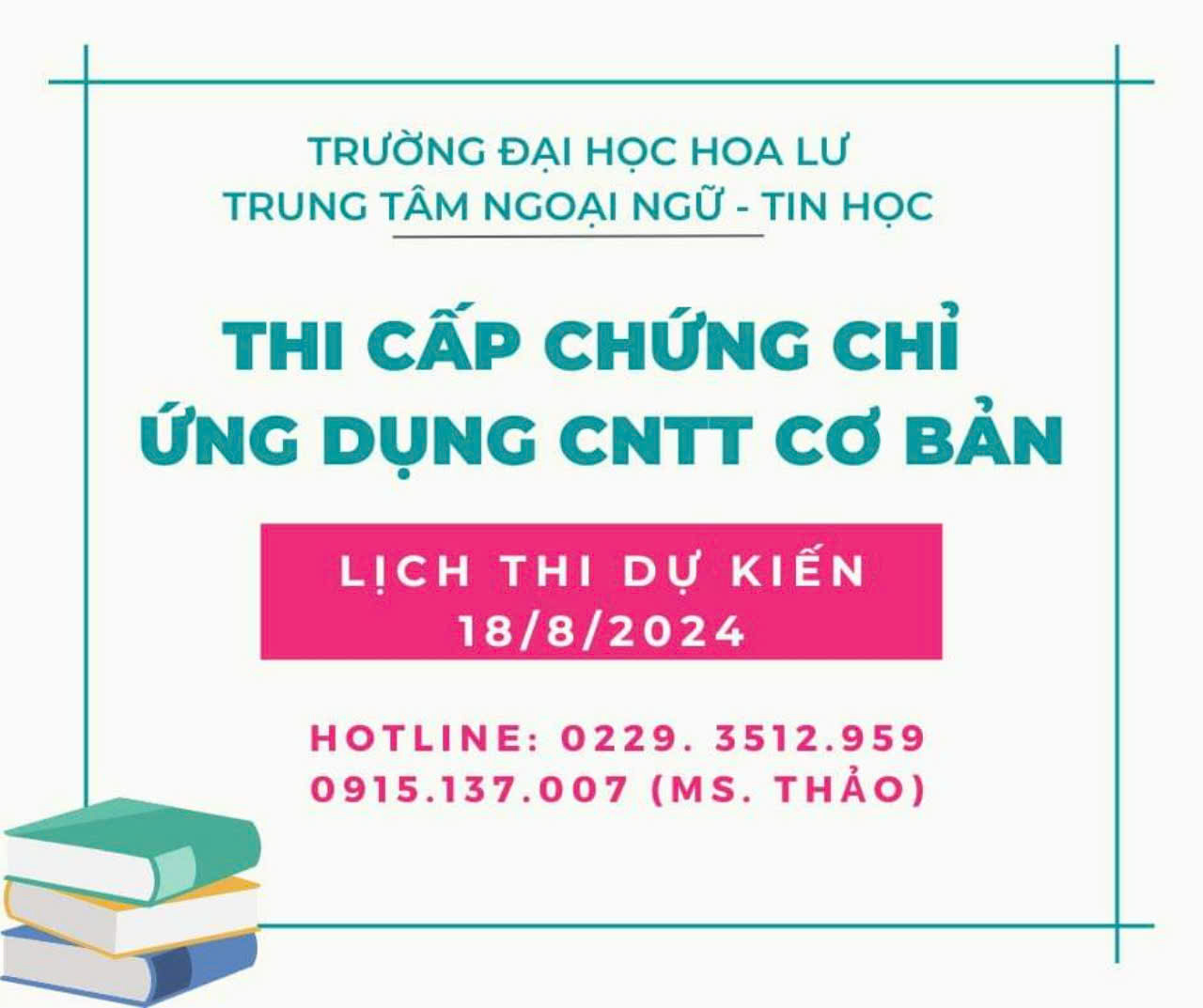 THÔNG BÁO THI CHỨNG CHỈ CNTT CƠ BẢN KHÓA NGÀY 18/8/2024