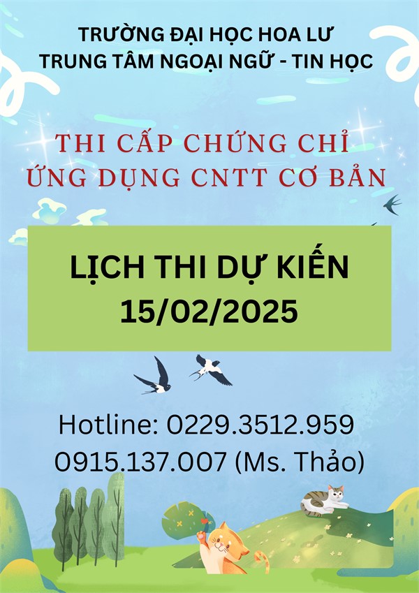 THÔNG BÁO THI CHỨNG CHỈ ỨNG DỤNG CNTT CƠ BẢN