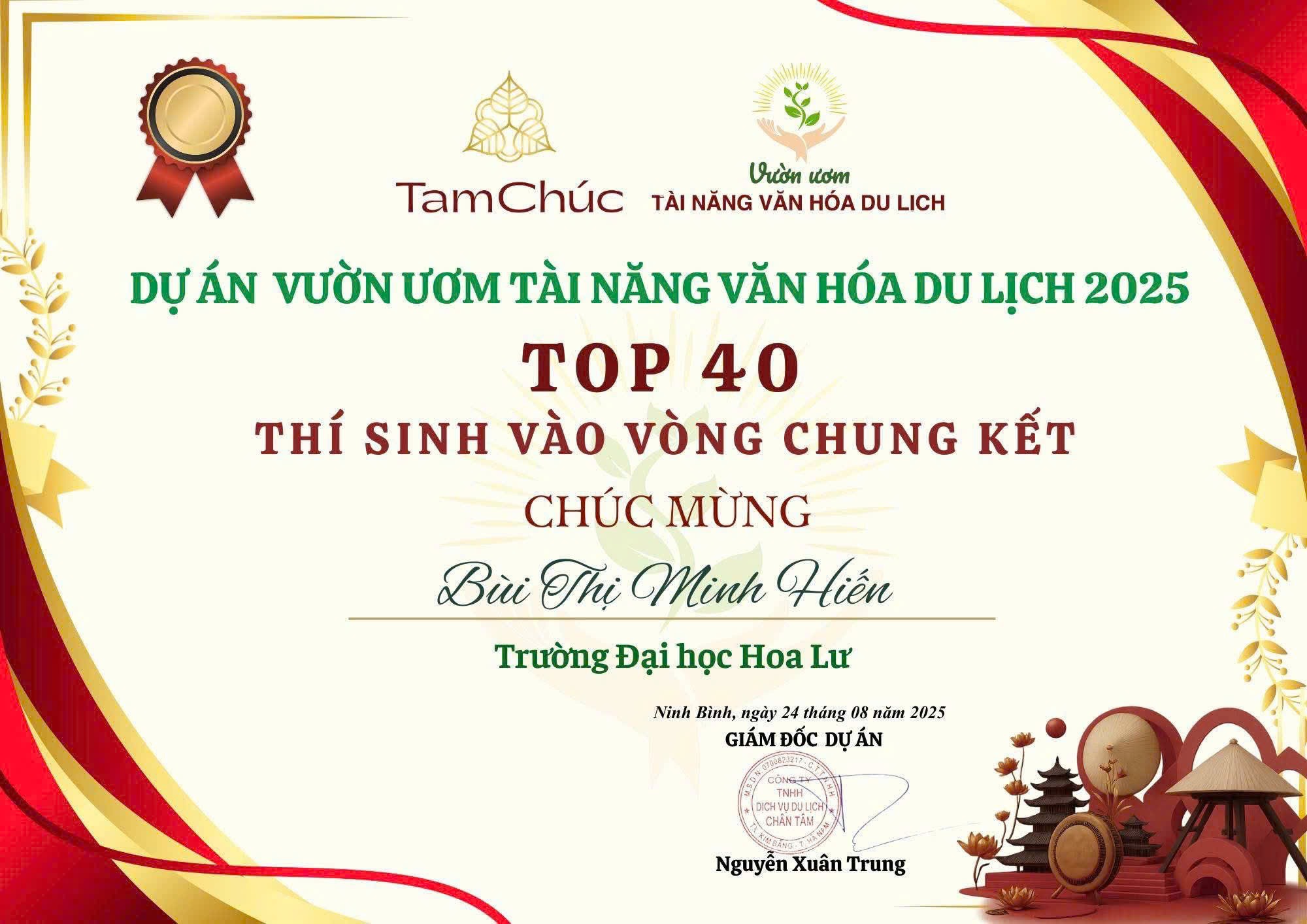Sinh viên Khoa Văn hoá Du lịch Trường Đại học Hoa Lư Tỏa Sáng Tại Cuộc Thi “Vườn ươm tài năng văn hoá du lịch 2025”