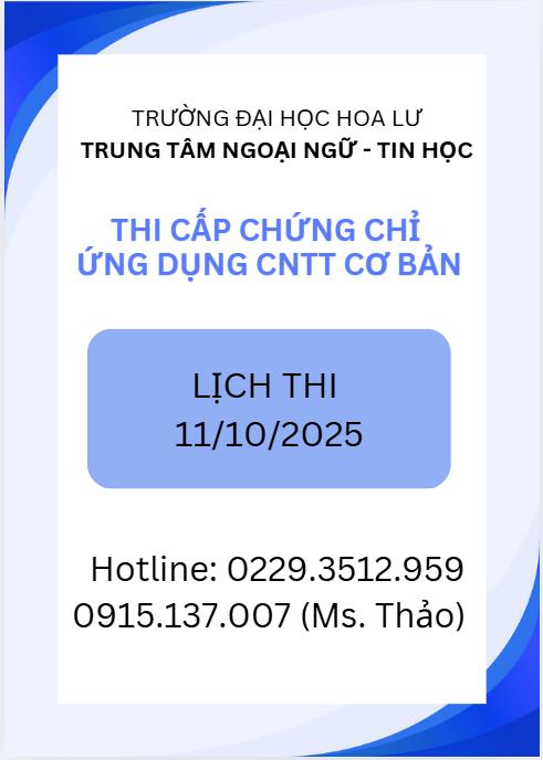 THI CHỨNG CHỈ CNTT CƠ BẢN NGÀY 11/10/2025