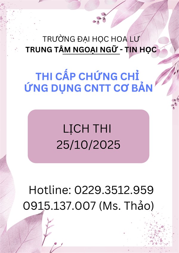 THI CHỨNG CHỈ CNTT CƠ BẢN NGÀY 25/10/2025