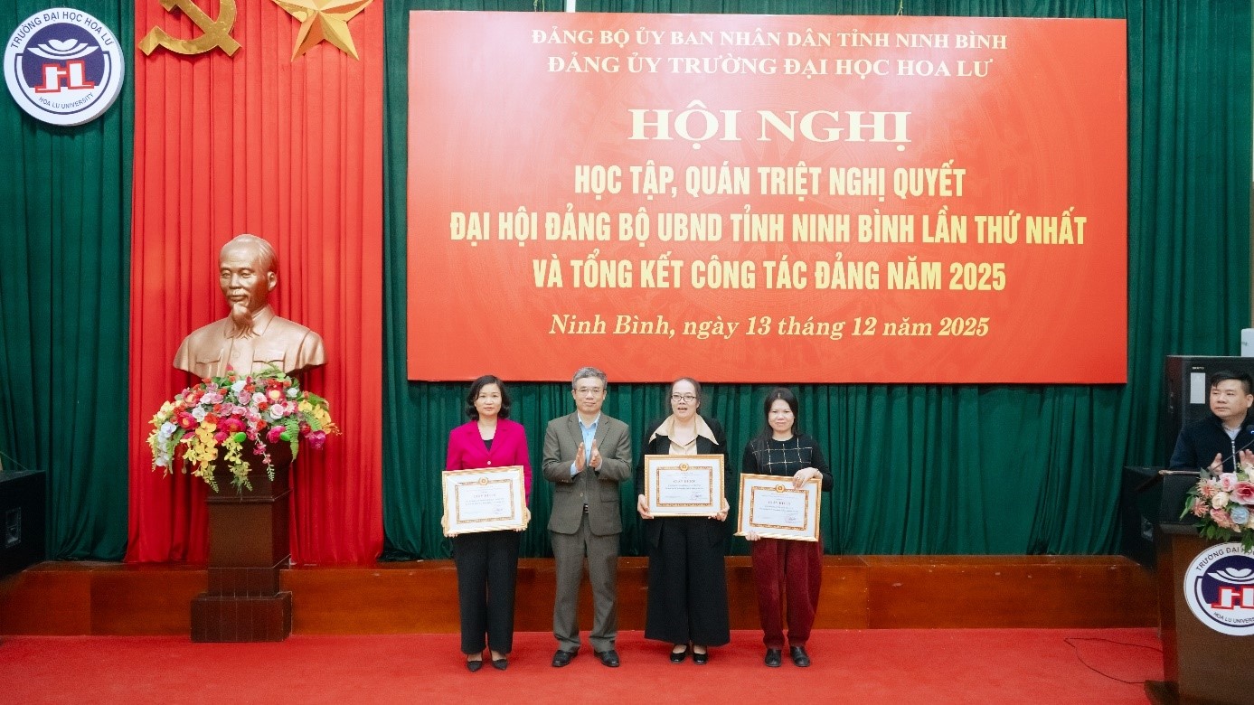 Hội nghị học tập, quán triệt nghị quyết đại hội Đảng bộ UBND Tỉnh Ninh Bình lần thứ nhất và tổng kết công tác Đảng năm 2025 của Trường Đại học Hoa Lư