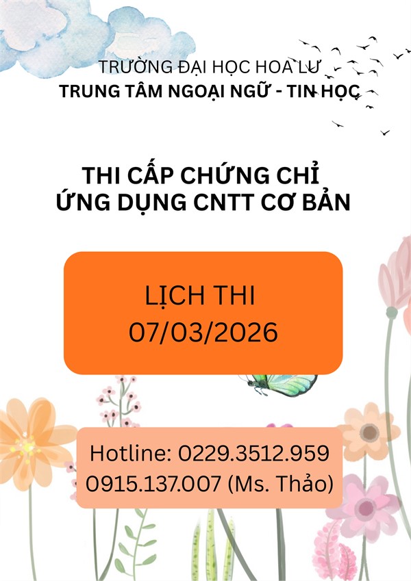THÔNG BÁO THI CHỨNG CHỈ CNTT CƠ BẢN KHÓA 135