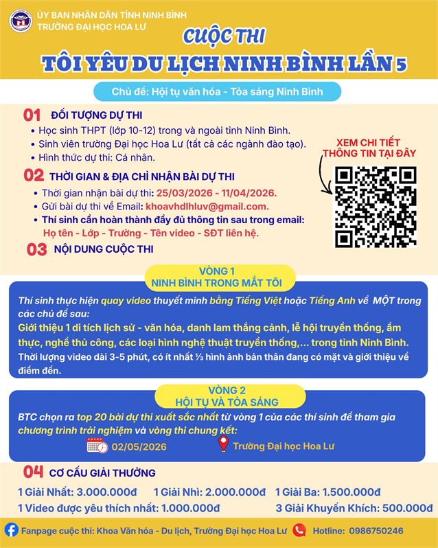 THÔNG BÁO CUỘC THI “TÔI YÊU DU LỊCH NINH BÌNH” LẦN V