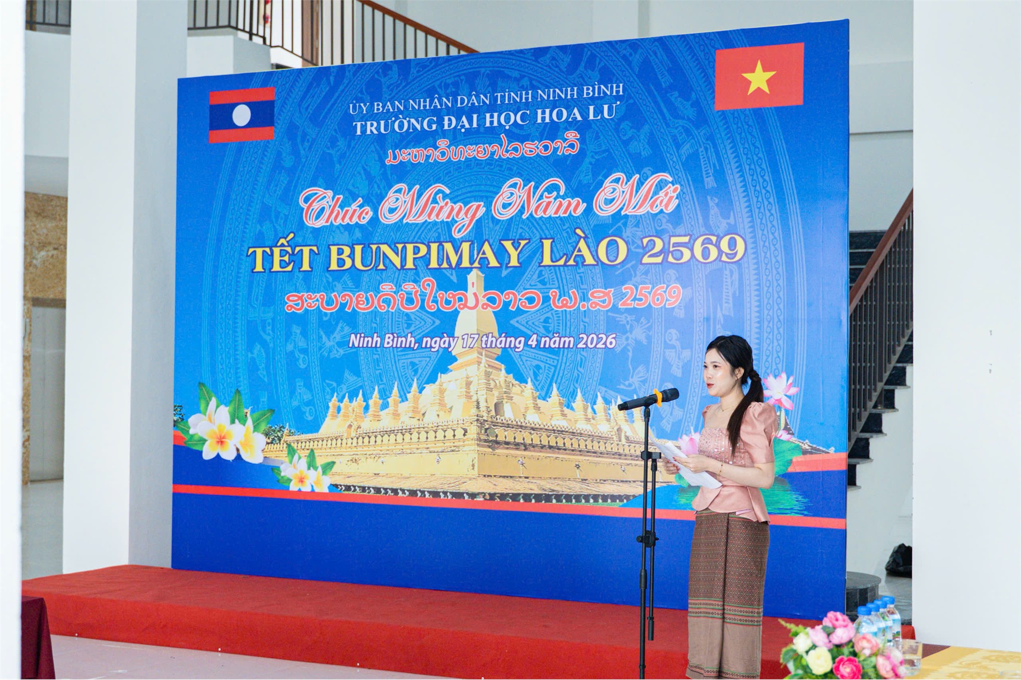 Sinh viên Lào tại trường Đại học Hoa Lư đón tết cổ truyền Bunpimay năm 2026