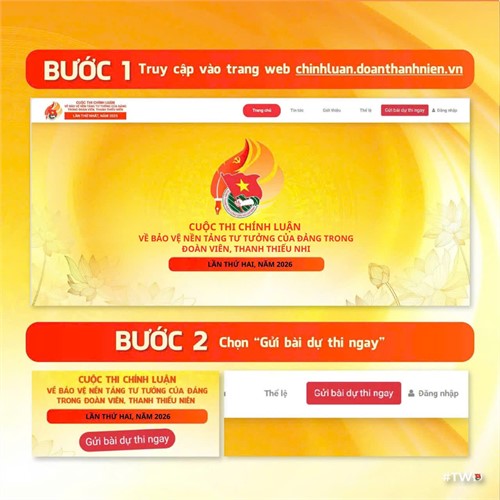 Hướng dẫn nộp bài Cuộc thi chính luận bảo vệ nền tảng tư tưởng của Đảng trong Đoàn viên thanh thiếu nhi năm 2026