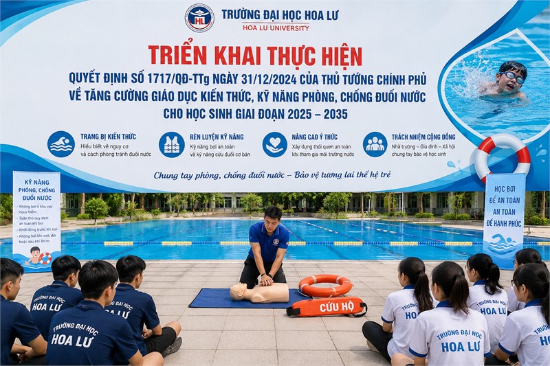 Trường Đại học Hoa Lư triển khai thực hiện Quyết định số 1717/QĐ-TTg ngày 31/12/2024 của Thủ tướng Chính phủ về tăng cường giáo dục kiến thức, kỹ năng phòng, chống đuối nước cho học sinh giai đoạn 2025 – 2035