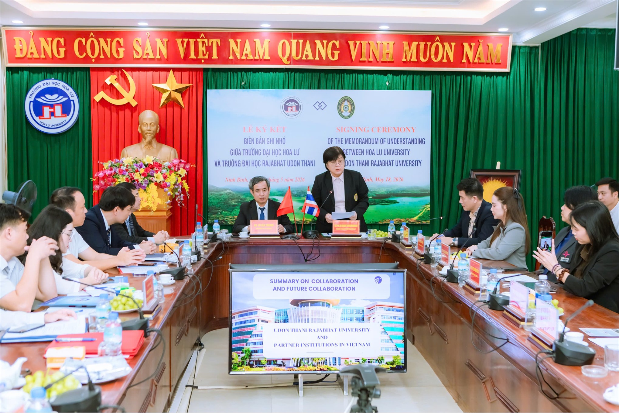 Lễ ký kết biên bản ghi nhớ hợp tác giữa Trường Đại học Hoa Lư và Trường Đại học Rajabhat Udon Thani