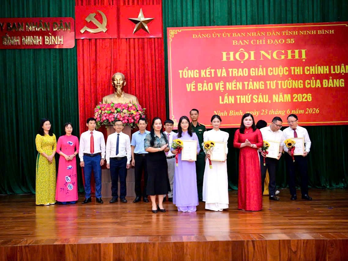 Các chi bộ Trường Đại học Hoa Lư đạt thành tích tại Cuộc thi chính luận về bảo vệ nền tảng tư tưởng của Đảng lần thứ Sáu, năm 2026
