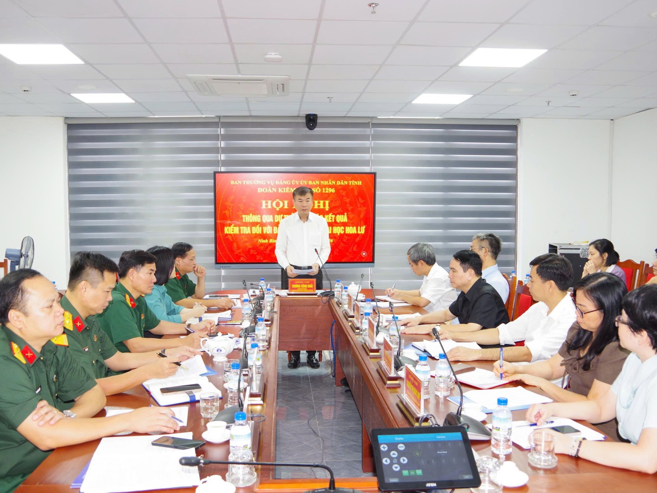 Hội nghị thông qua dự thảo Báo cáo kết quả kiểm tra đối với Đảng ủy Trường Đại học Hoa Lư